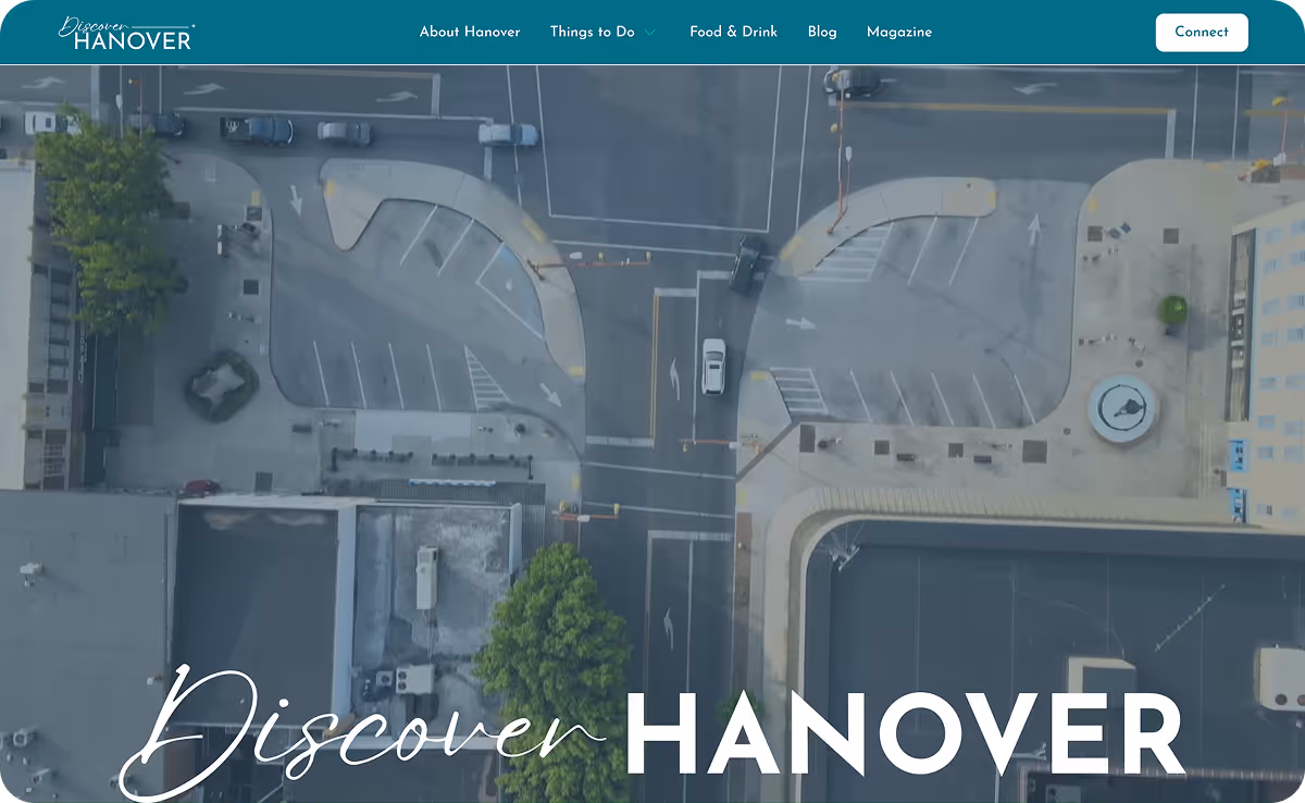 hero section of a tourism site for Hanover, Pennsylvania designed by Justin Robertson