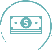 custom icon of cash encircled by brand decor