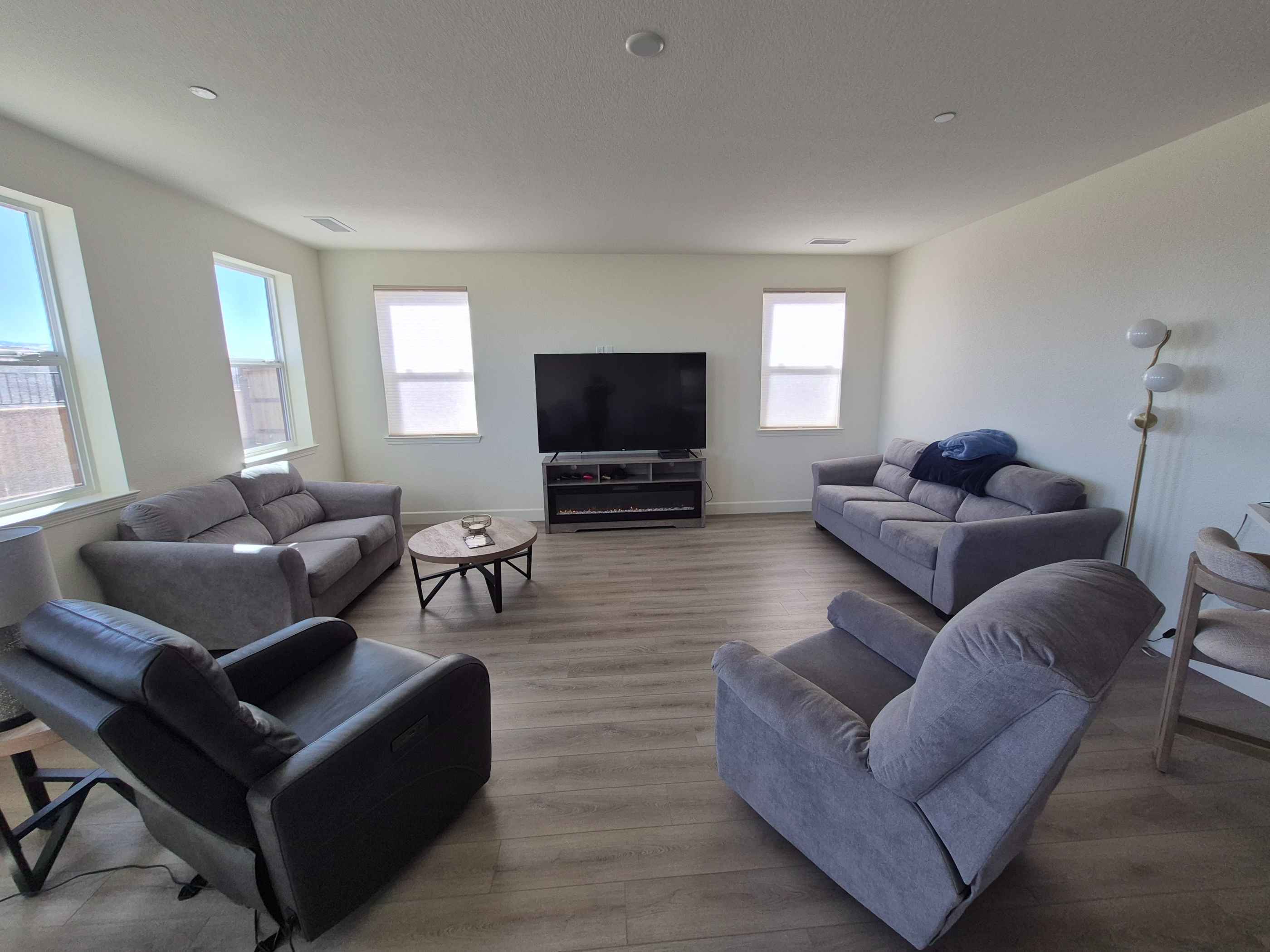 a home living room that has just been cleaned and mopped