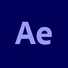 Adobe After Effects logo with white 'Ae' letters on dark blue background.
