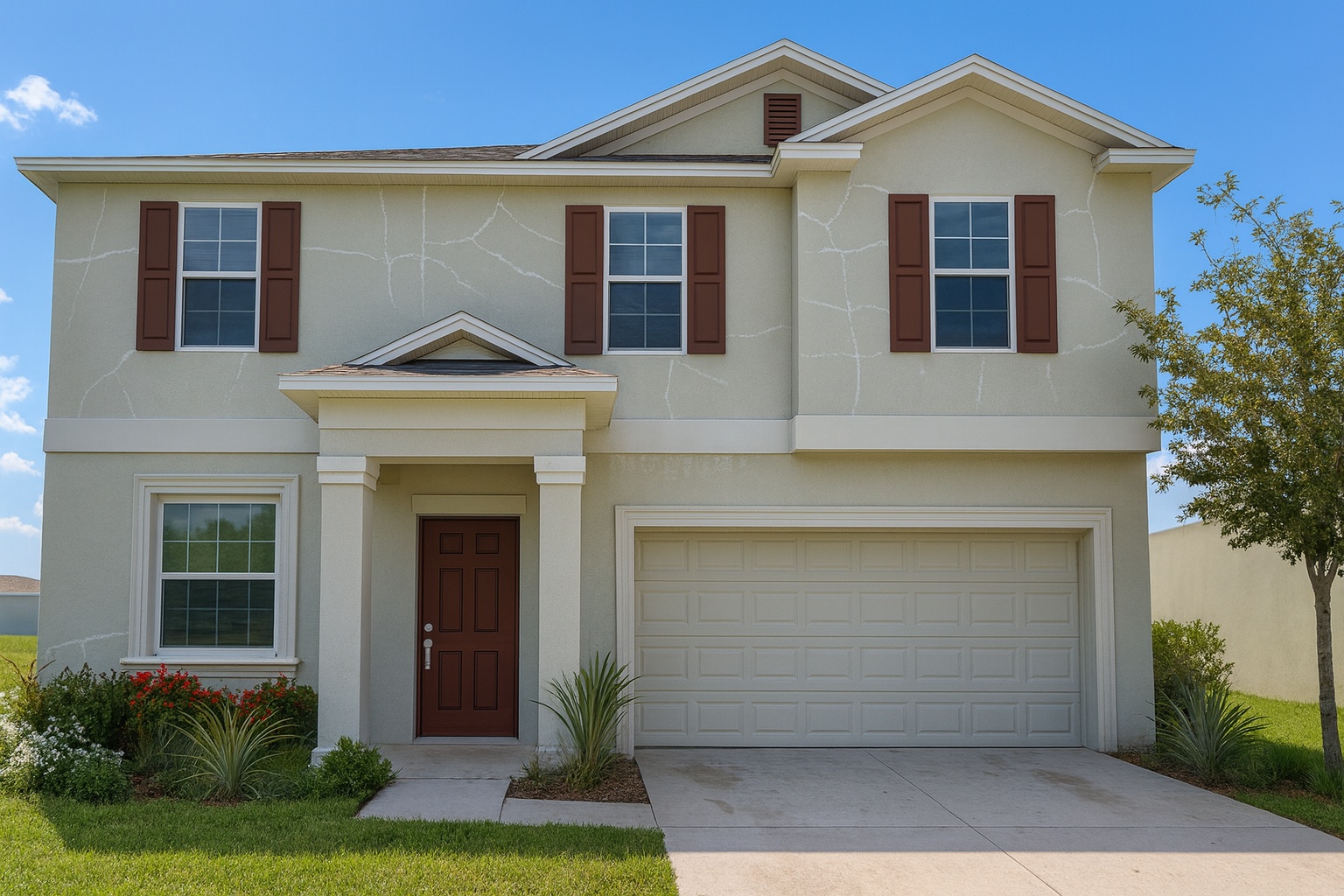 Orlando home prepared for exterior painting - surfaces cleaned and masked before repaint