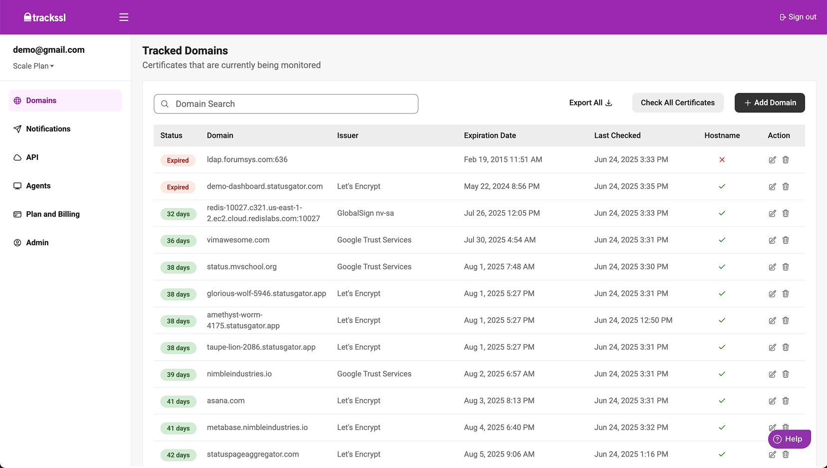 StatusGator dashboard preview