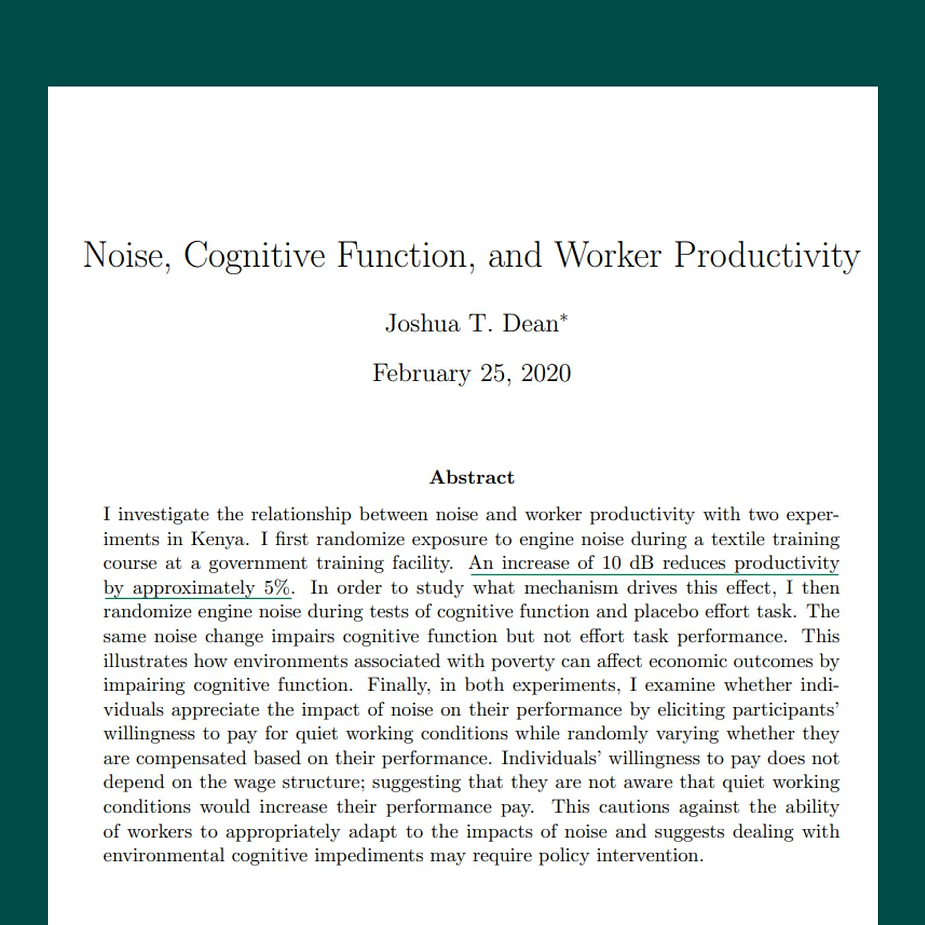 Productivity hack-how noise levels affect productivity, acoustic assessment