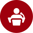 Icon of speaker at a podium