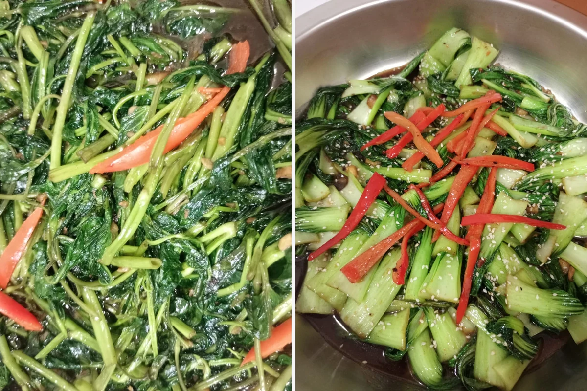 Fresh sautéed green vegetables prepared for the welcome dinner