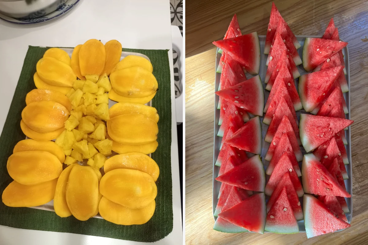 Fresh tropical fruit photographed during the villa dining preparation
