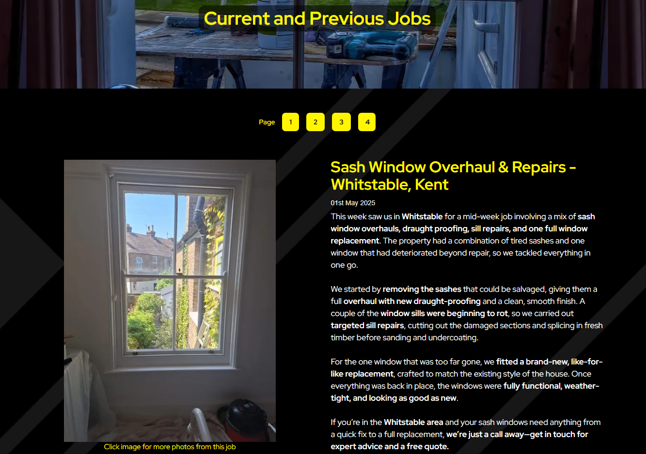 A screenshot of our job journal page