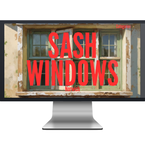 A monitor with a bold red and white theme