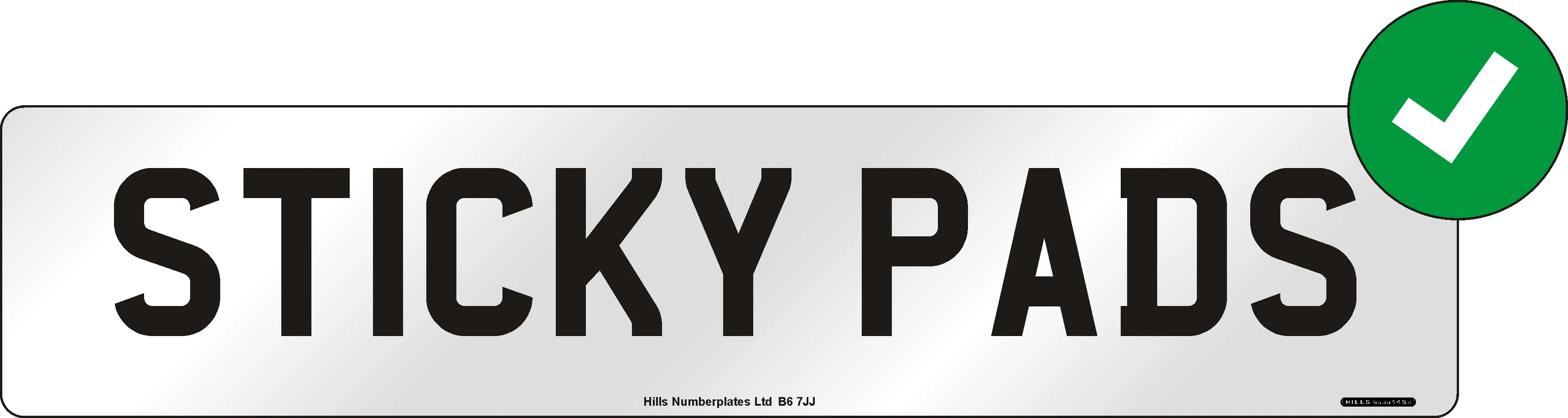 Number plate fitted with sticky pads