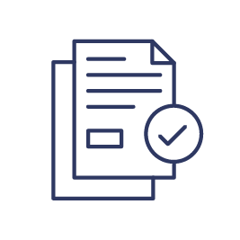 Icône de deux documents avec une coche indiquant une validation ou une vérification.