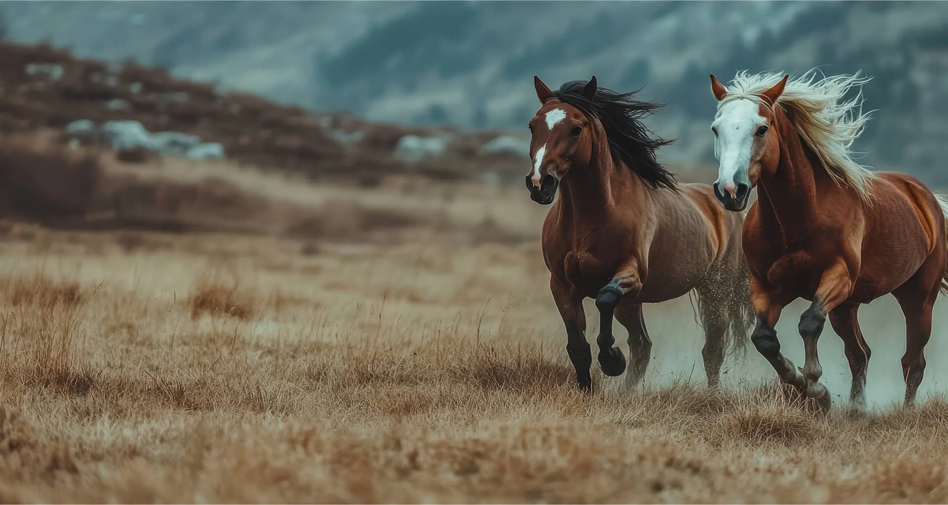 horses running