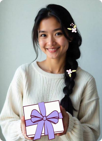 girl after getting gift