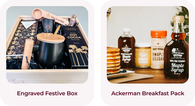 Breakfast collection from Ackerman and Engraved festive Box are the ideal gifts to send on employee birthdays, work anniversaries, and Father's Day