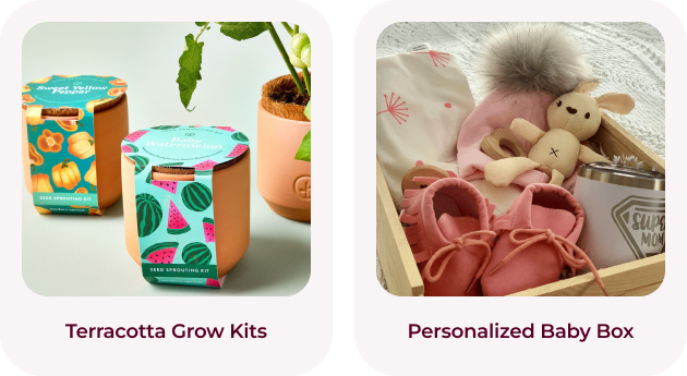 Relax with terracotta grow kits and secure meaningful memories with the Personalized baby box for employee birthdays, work anniversaries, and Father's Day