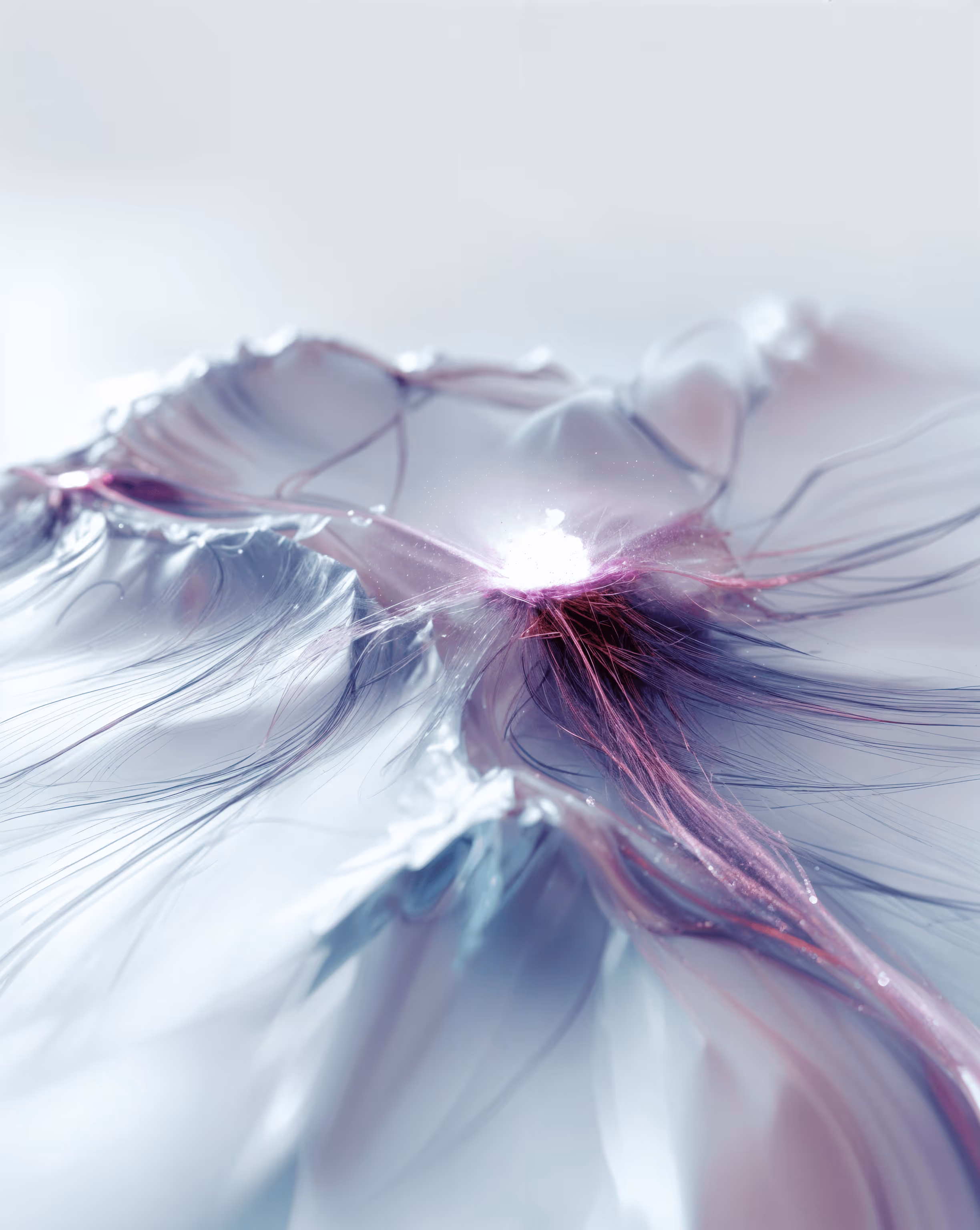 A crafted depiction of a volcano with digital lines all meeting to its glowing core