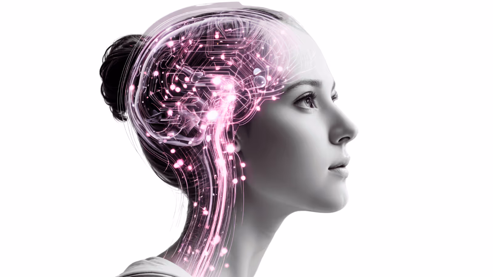 An abstract, branded real life side on profile of a recovery patient amidst cognitive transformation 
