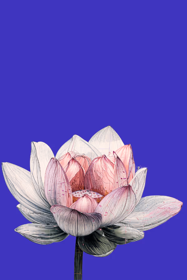 A digital blossoming lotus flower