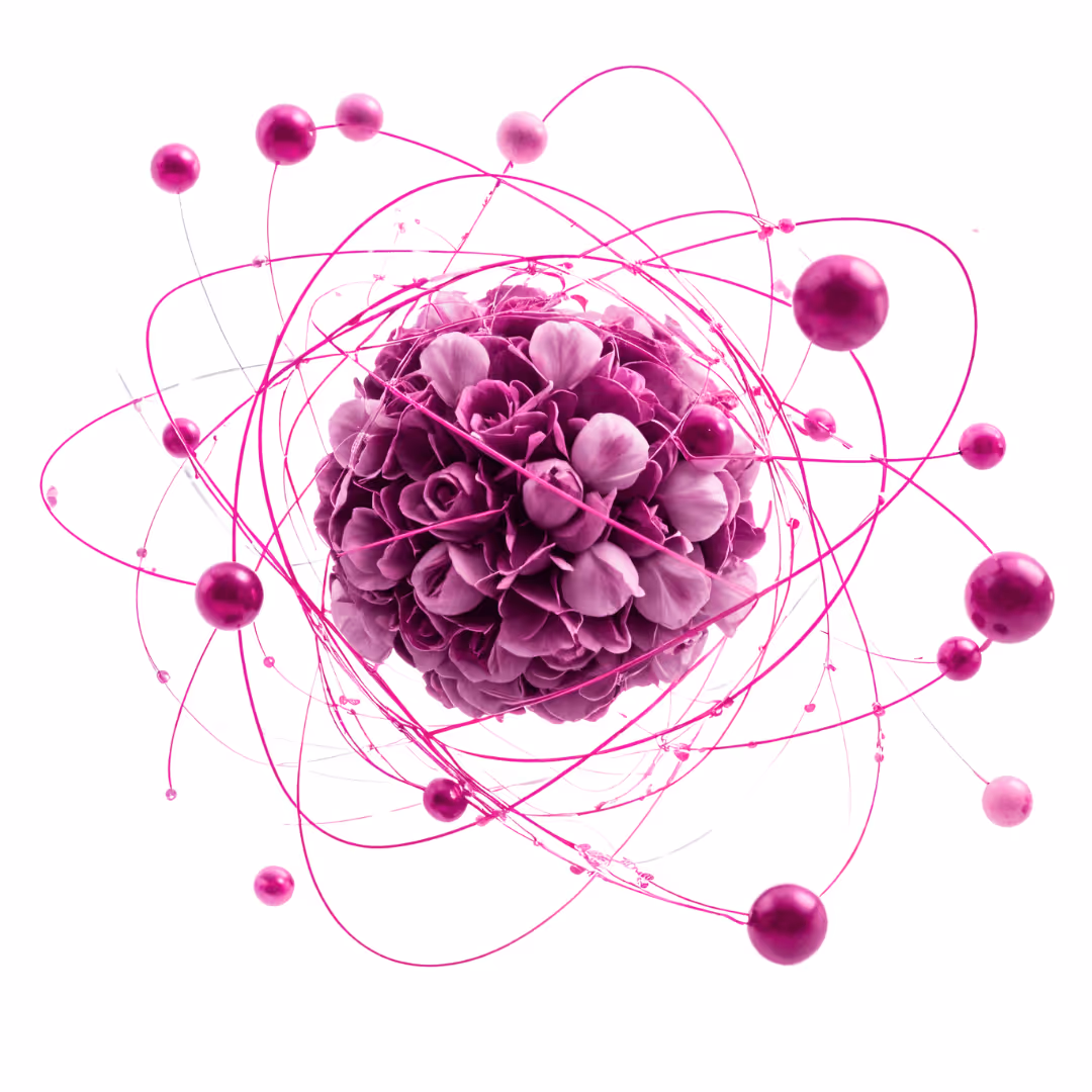 Interconnected neural pathways swirling and shaped like an individuals universe to the centre of an orb depicted by blossoming flowers