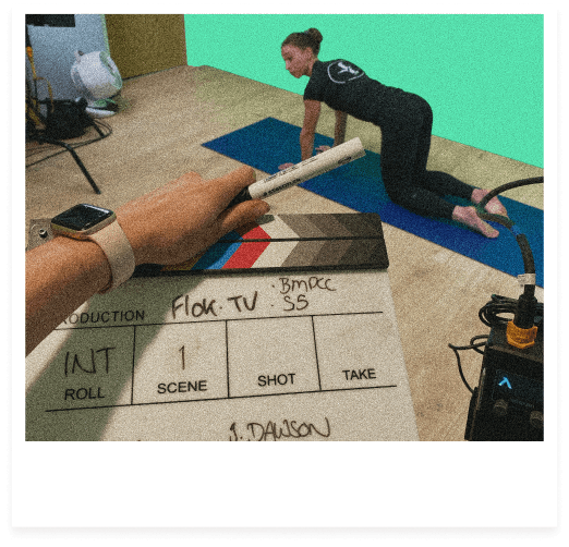 A film set with a physiotherapist recording a video.