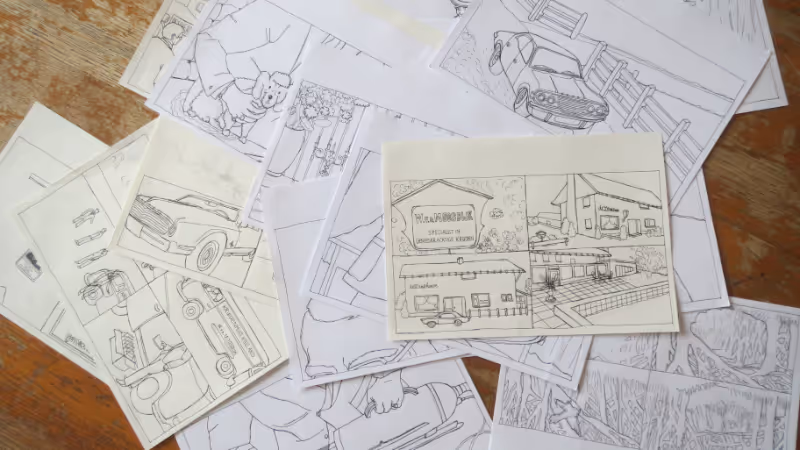 Schetsen voor de illustraties in de videopodcast De Kruidendokter