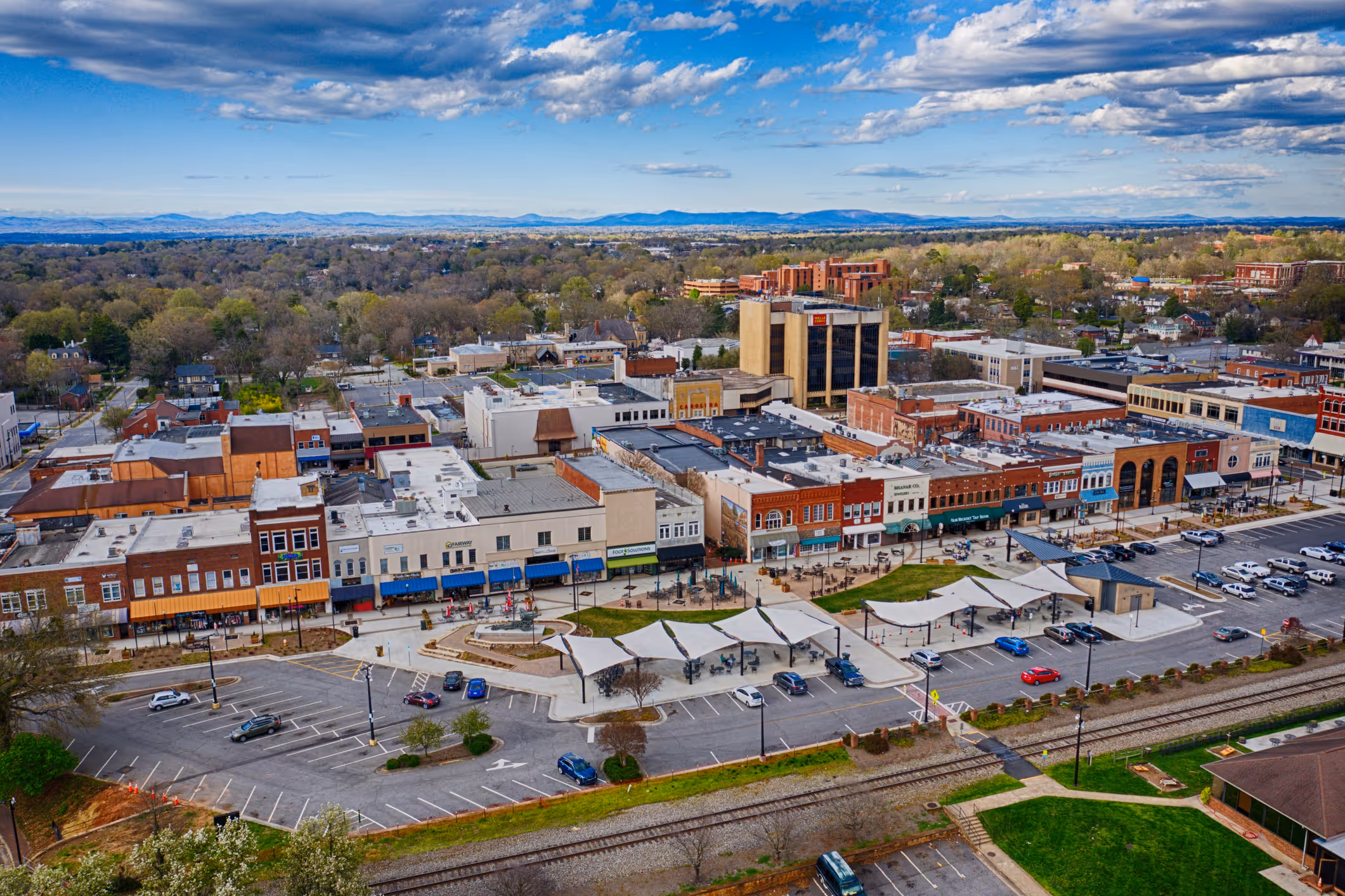 Aerial view of Downtown Hickory NC