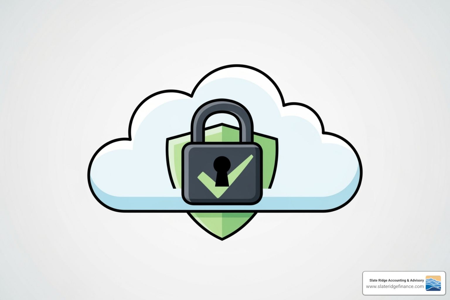 Lock icon superimposed on a cloud graphic, symbolizing secure cloud data - cloud payroll management