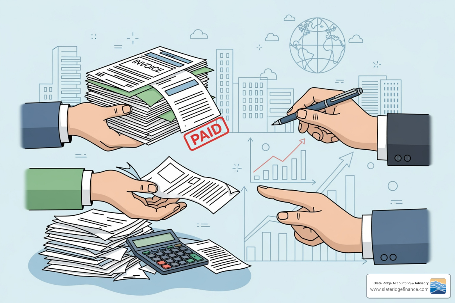A person's hands are shown evaluating different service provider profiles displayed on various digital screens, symbolizing the process of carefully selecting an outsourcing partner. - accounts receivable outsourcing