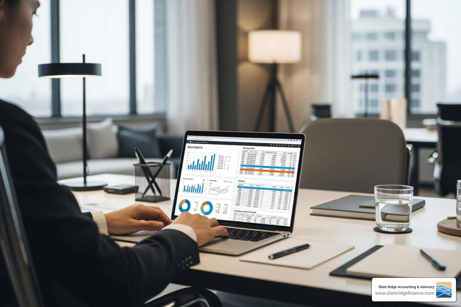 A person at a desk reviewing financial reports and forecasts, with charts and graphs on screen - financial growth strategies A person at a desk reviewing financial reports and forecasts, with charts and graphs on screen - financial growth strategies