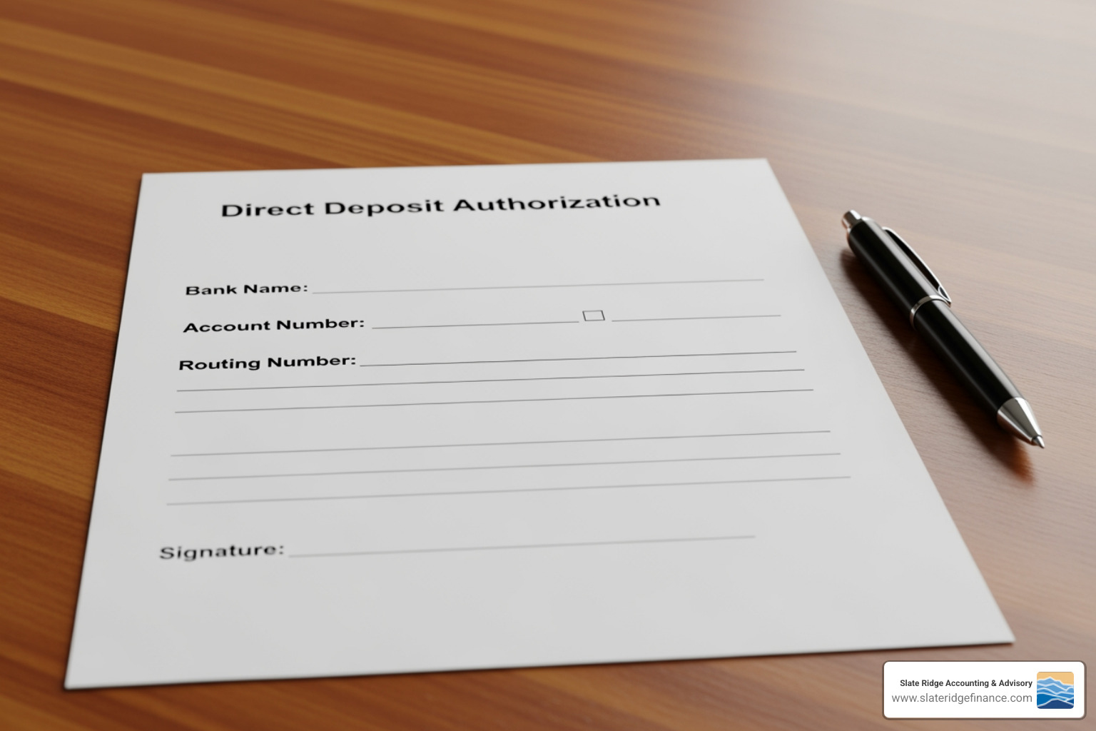 blank direct deposit authorization form - small business direct deposit payroll