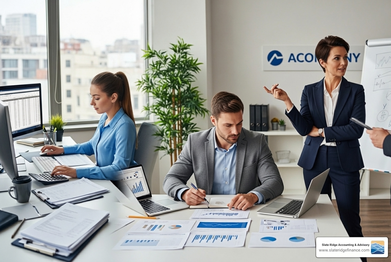 flowchart showing the different roles of a bookkeeper, CPA, and EA - accountant close to me