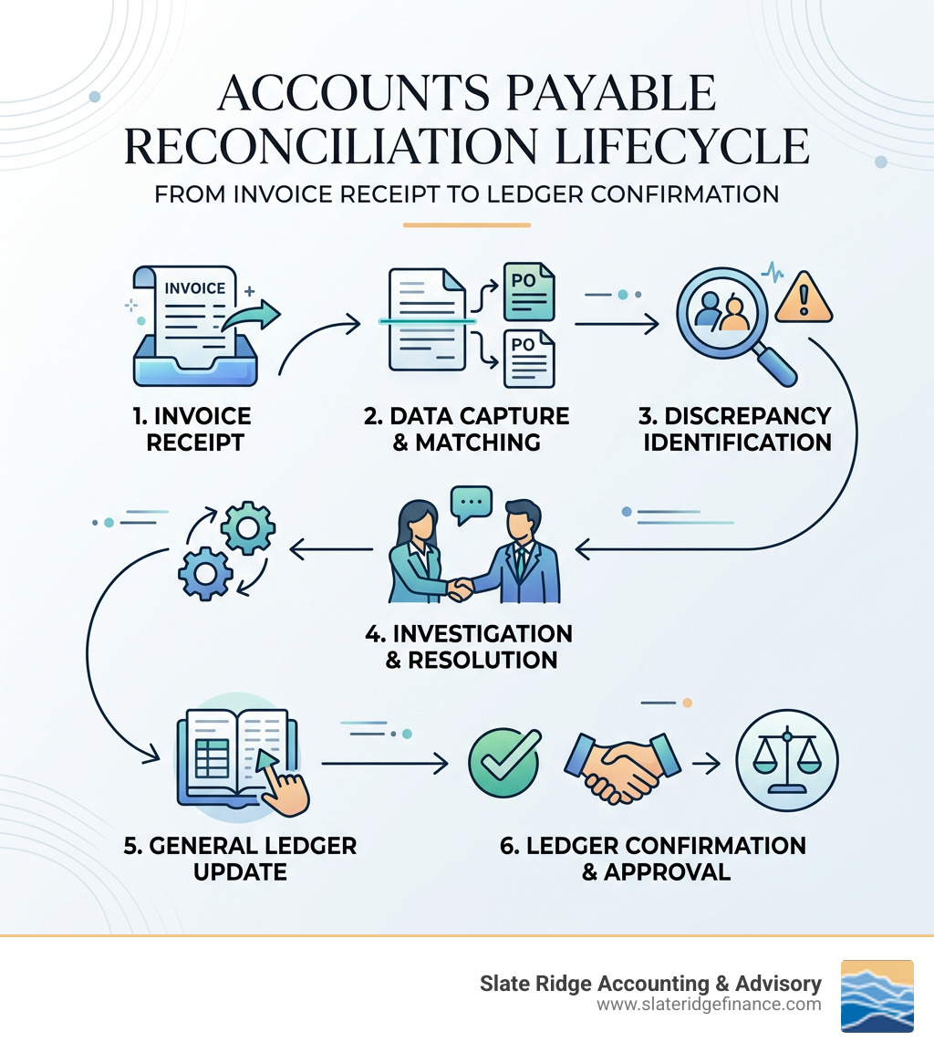 Accounts payable reconciliation lifecycle from invoice receipt to ledger confirmation - reconcile accounts payable Accounts payable reconciliation lifecycle from invoice receipt to ledger confirmation - reconcile accounts payable