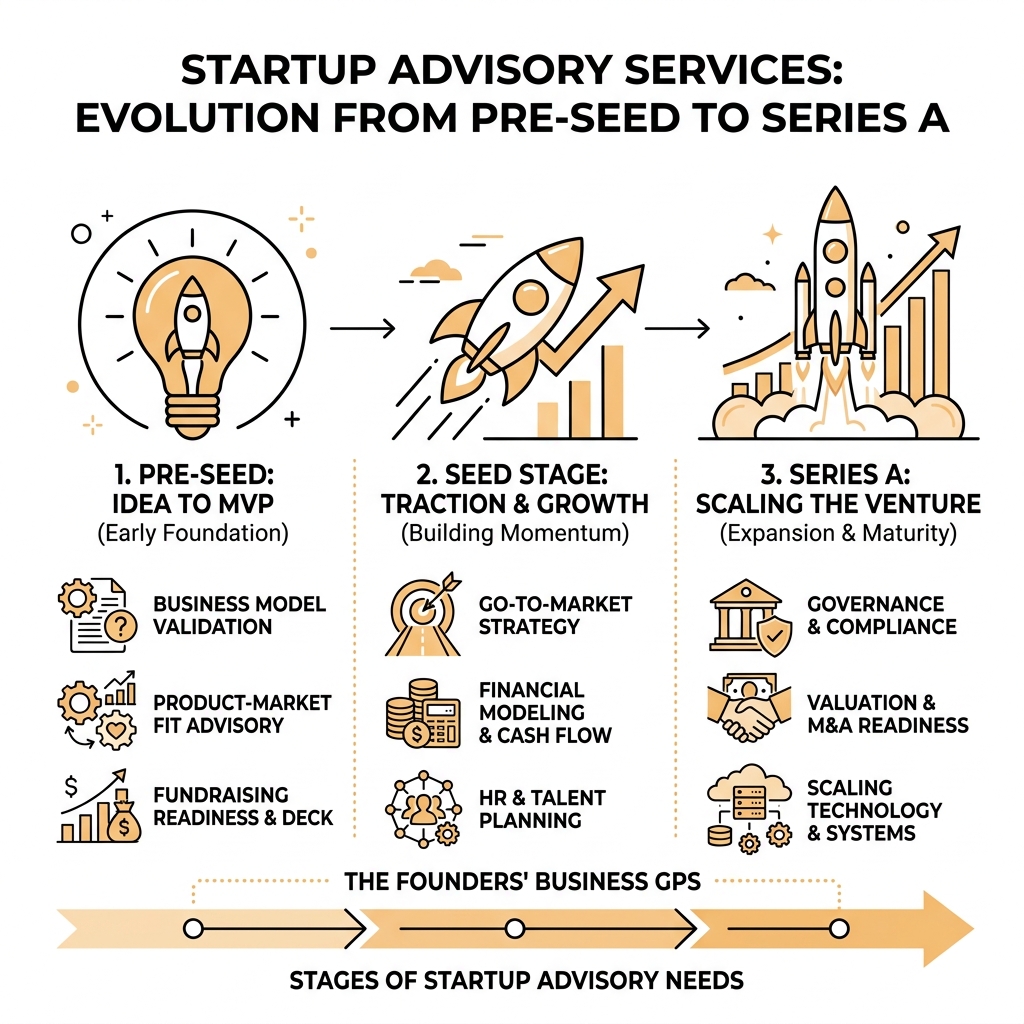 Types of startup advisory services and how they evolve from pre-seed to Series A - Advisory services for startups