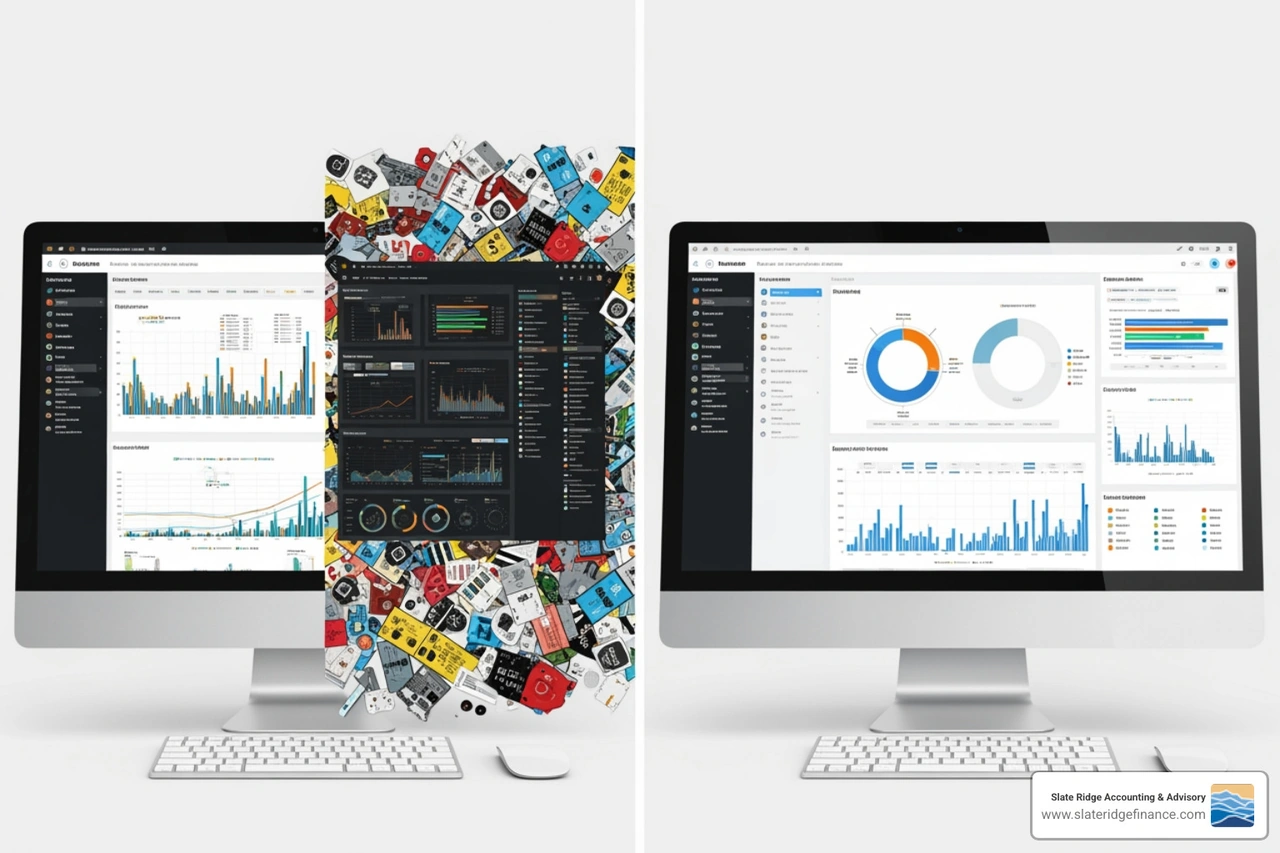 Cluttered vs. Clean KPI Dashboard Design - KPI dashboard setup