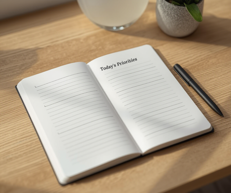 Notebook, clean and blank and ready to be filled in.