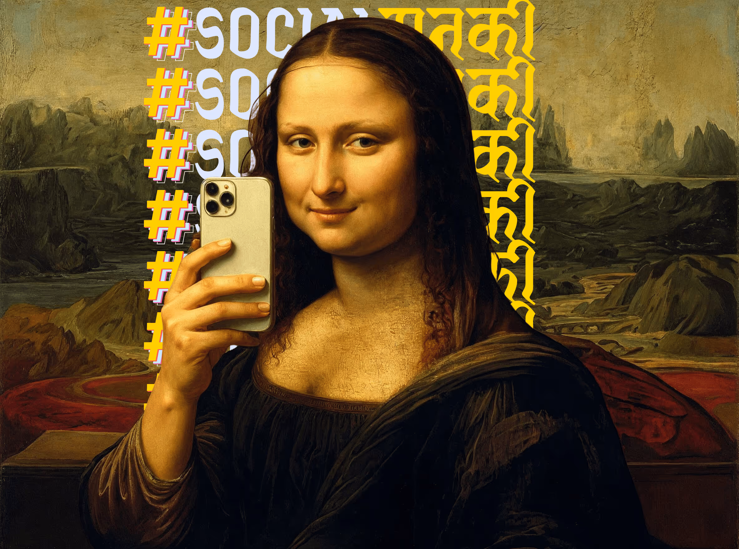 moan lisa holding iphone with a crazy smile 