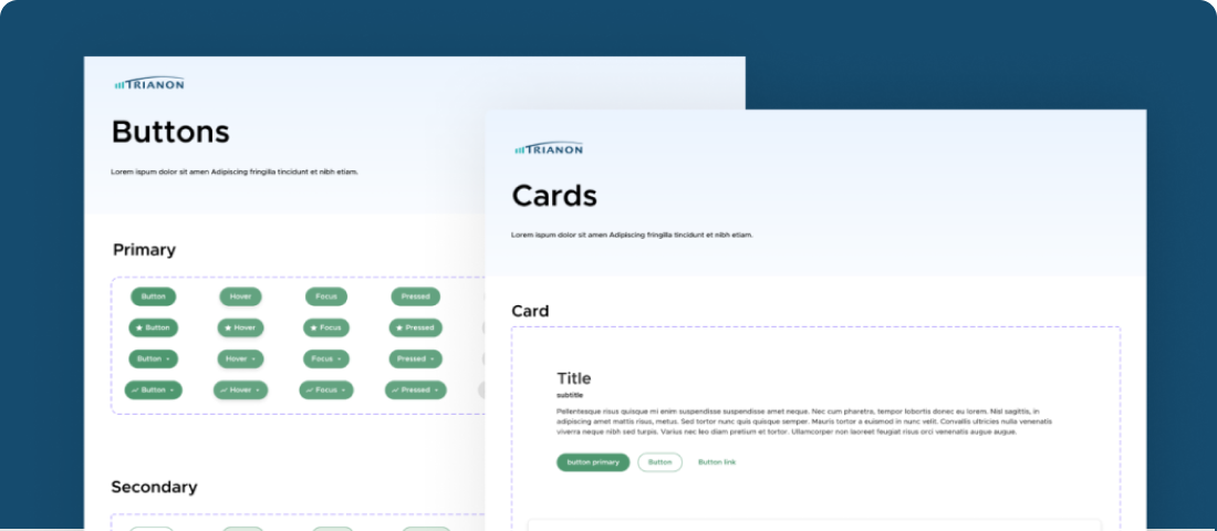 Aperçu du design system conçu pour Trianon