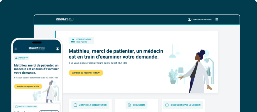 Aperçu de l'interface conçu pour le site Soignez-moi