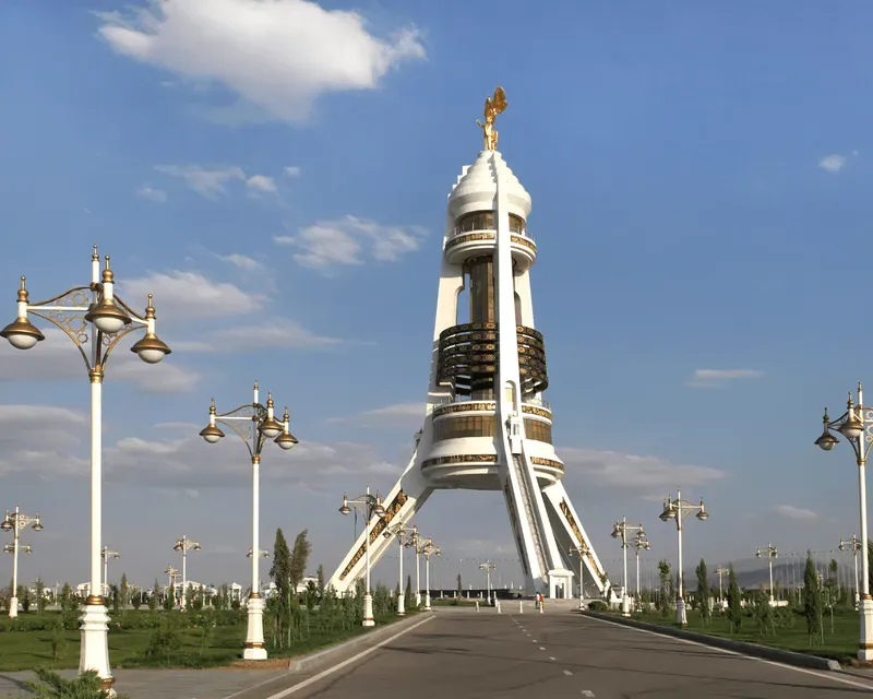 - The Neutrality Arch in Ashgabat, Turkmenistan, a unique structure with a golden figure atop.