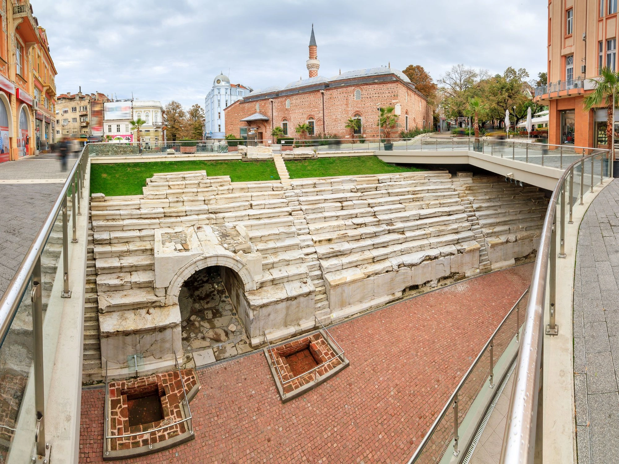 Plovdiv’s Roman Stadium - The well-preserved Roman stadium in Plovdiv, nestled among modern city streets.