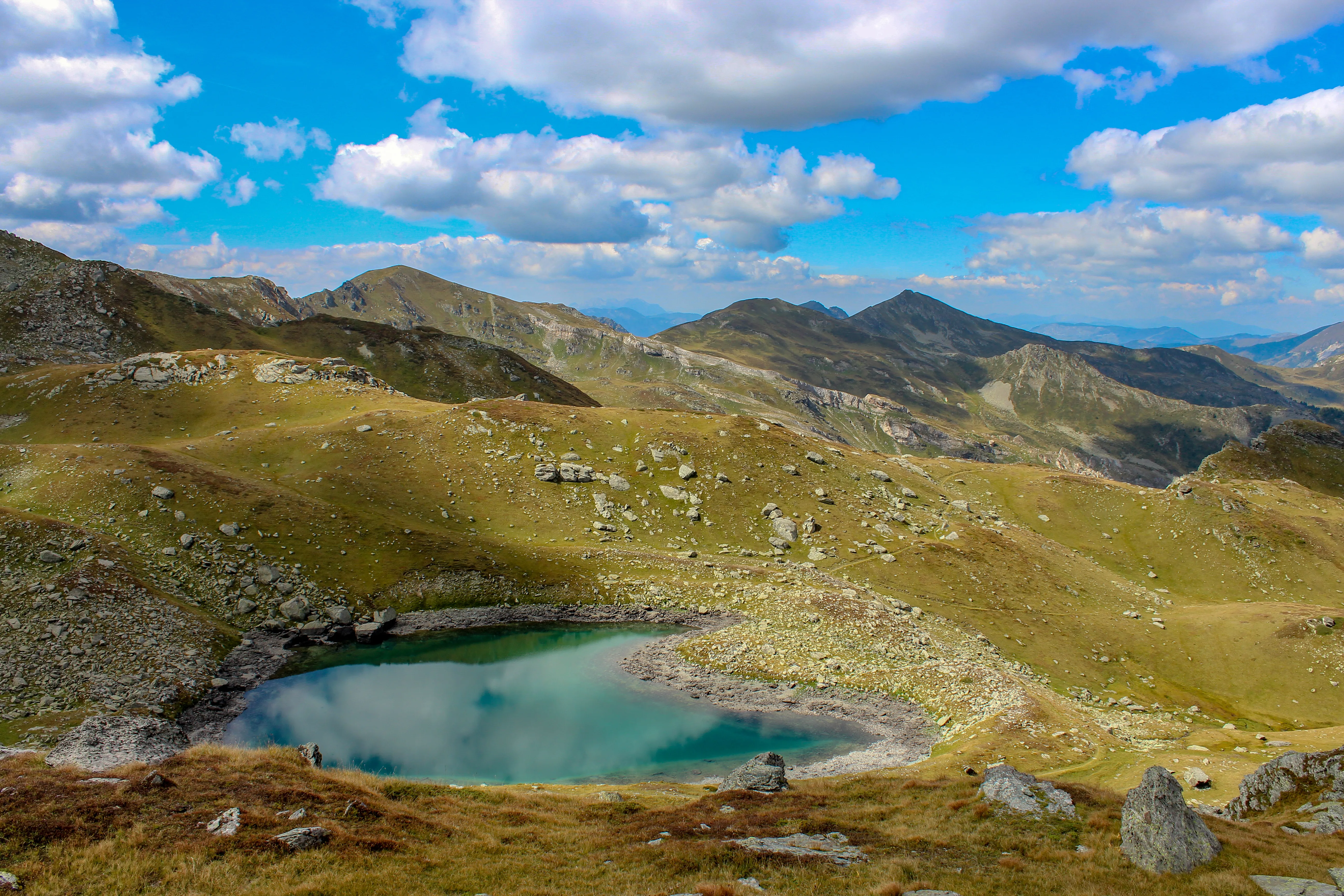 Heart-shaped Gjeravica Lake in Kosovo’s mountains, a scenic highlight along the Via Dinarica trail.