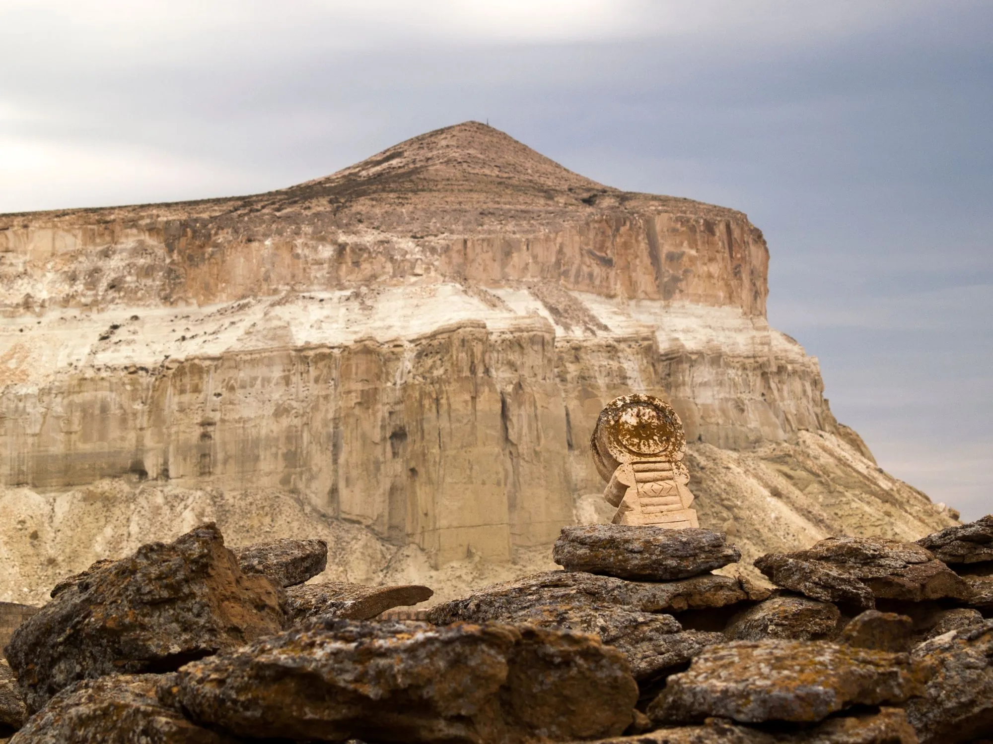 Sherkala Mountain in Mangystau, Kazakhstan, stands with its iconic fortress-like shape, a must-see for adventurers.