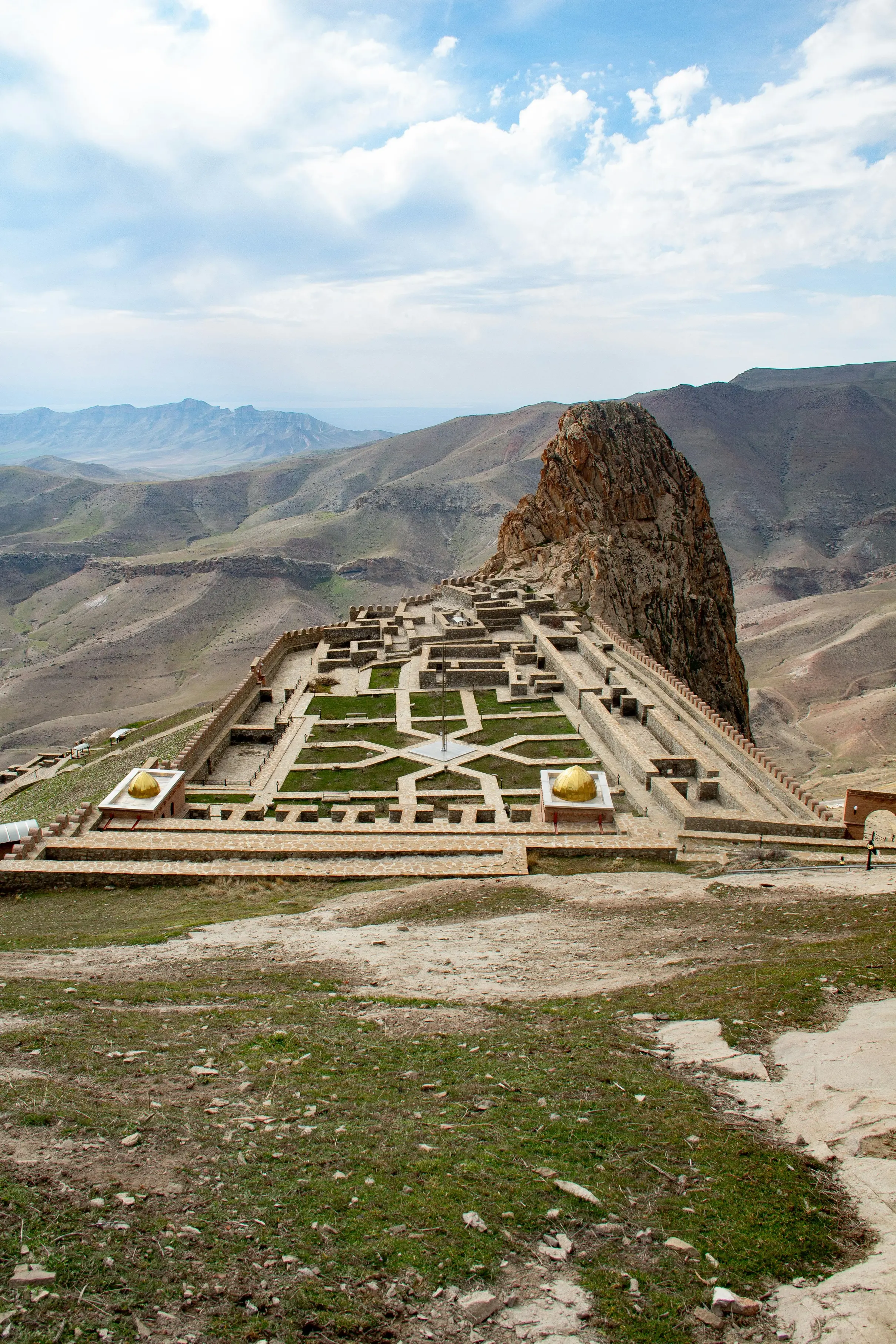 Alinja Castle Ruins, Nakhchivan - Ancient fortress remains with geometric gardens on a mountain plateau.