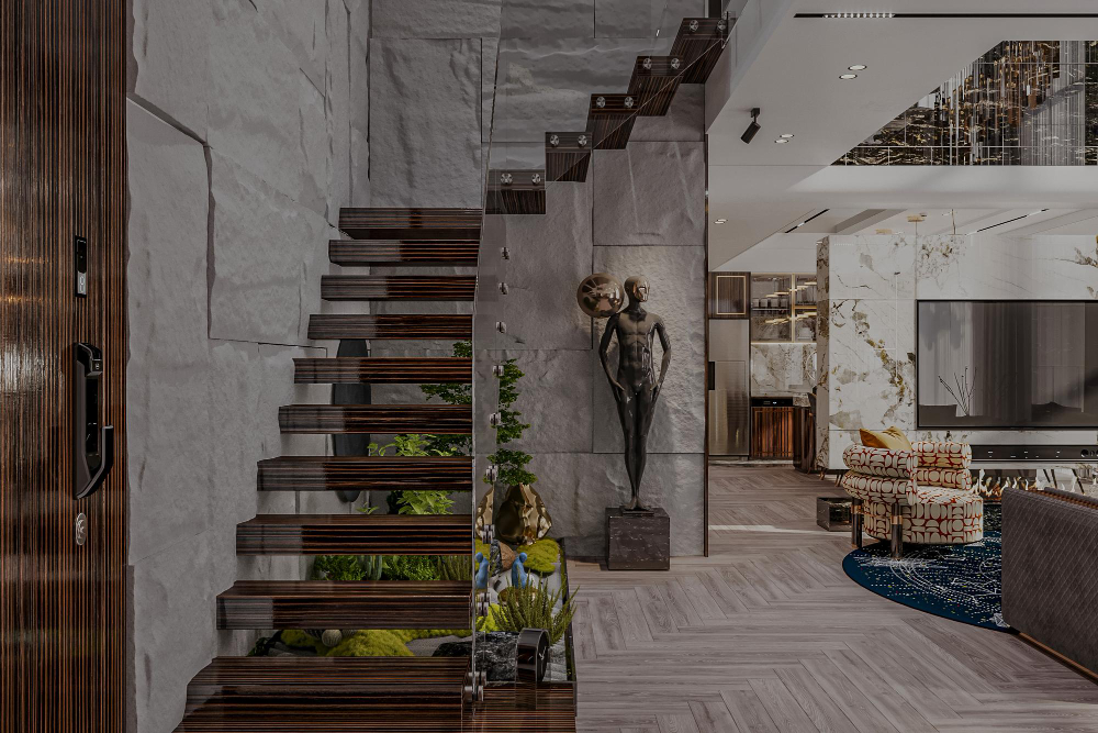 Modern home décor under staircase