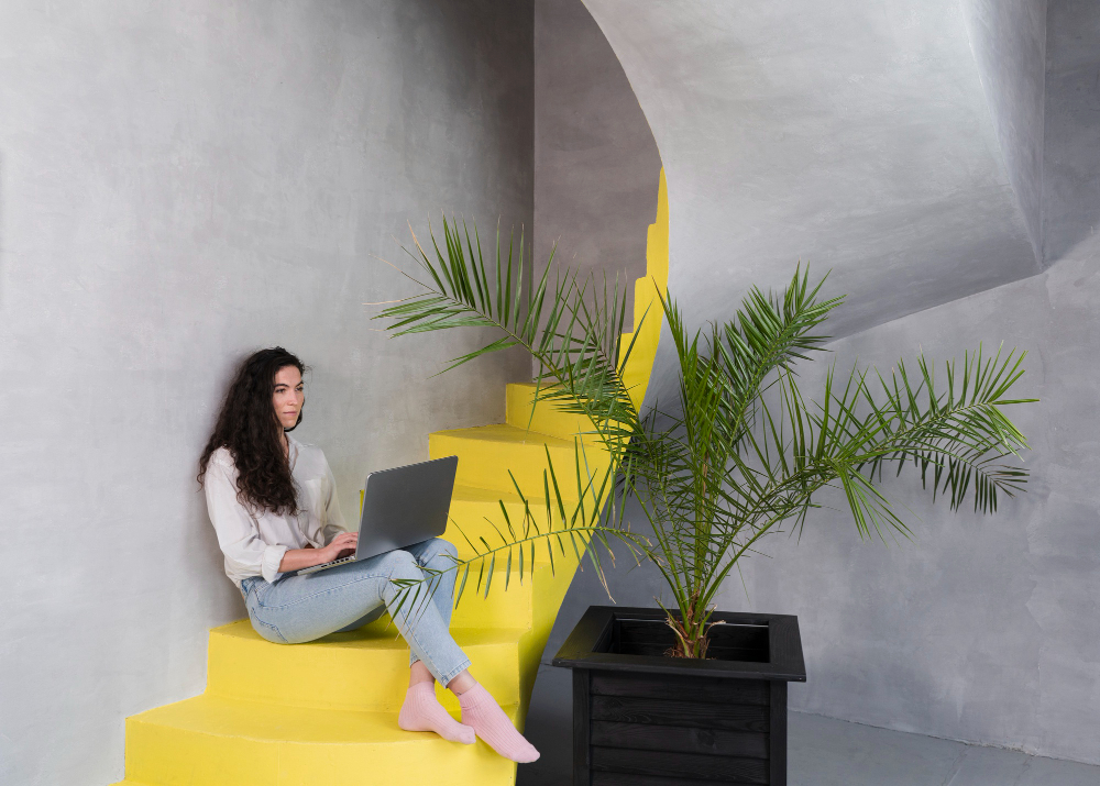 Compact home office under stairs