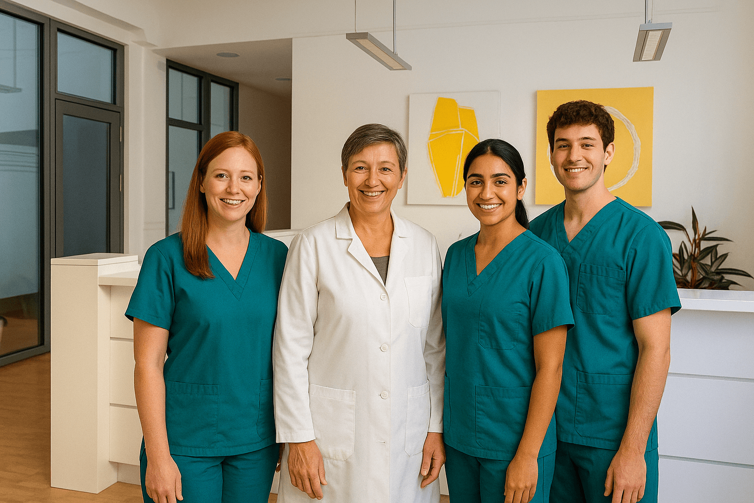 Das Praxis Team im Empfangsbereich.