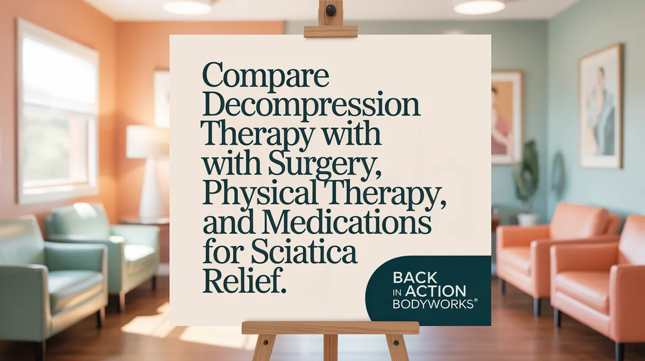 Compare decompression therapy with surgery, physical therapy, and medications for sciatica relief.