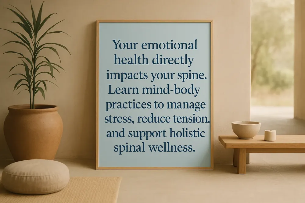 Your emotional health directly impacts your spine. Learn mind-body practices to manage stress, reduce tension, and support holistic spinal wellness.