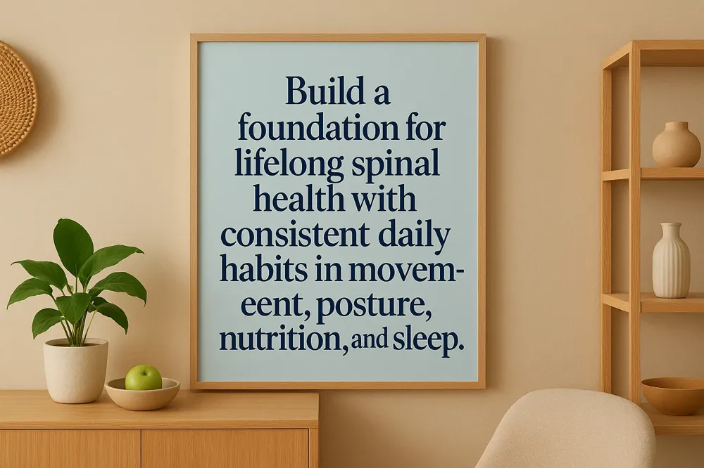 Build a foundation for lifelong spinal health with consistent daily habits in movement, posture, nutrition, and sleep.