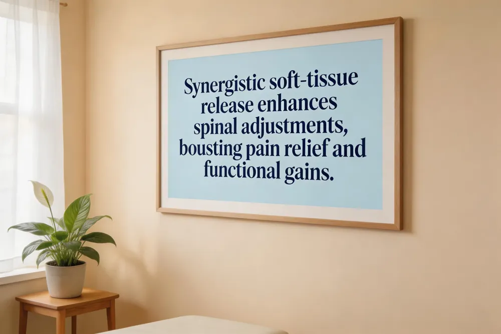 Synergistic soft‑tissue release enhances spinal adjustments, boosting pain relief and functional gains.
