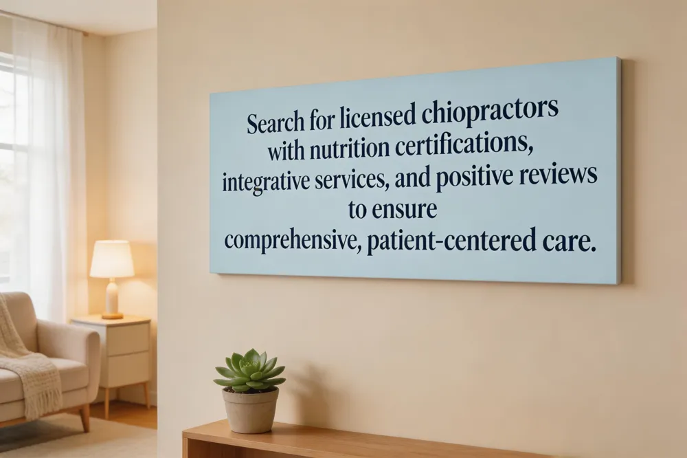 Search for licensed chiropractors with nutrition certifications, integrative services, and positive reviews to ensure comprehensive, patient‑centered care.